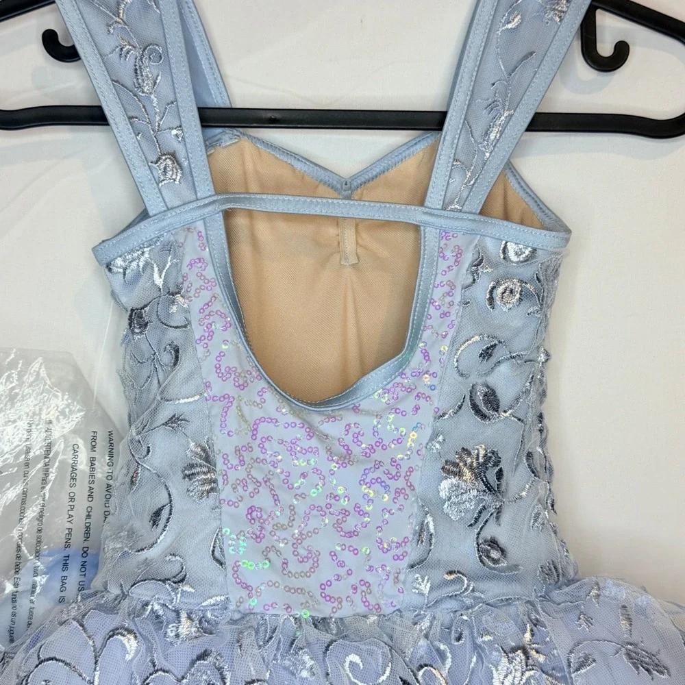 Weissman Kids Light Blue Silver Embroidered Sequin Ballet Tutu Costume SC 64830